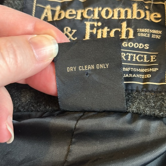 Vintage Men’s Abercrombie & Fitch Charcoal Gray Wool Blend Car Coat Winter Large - Picture 9 of 10